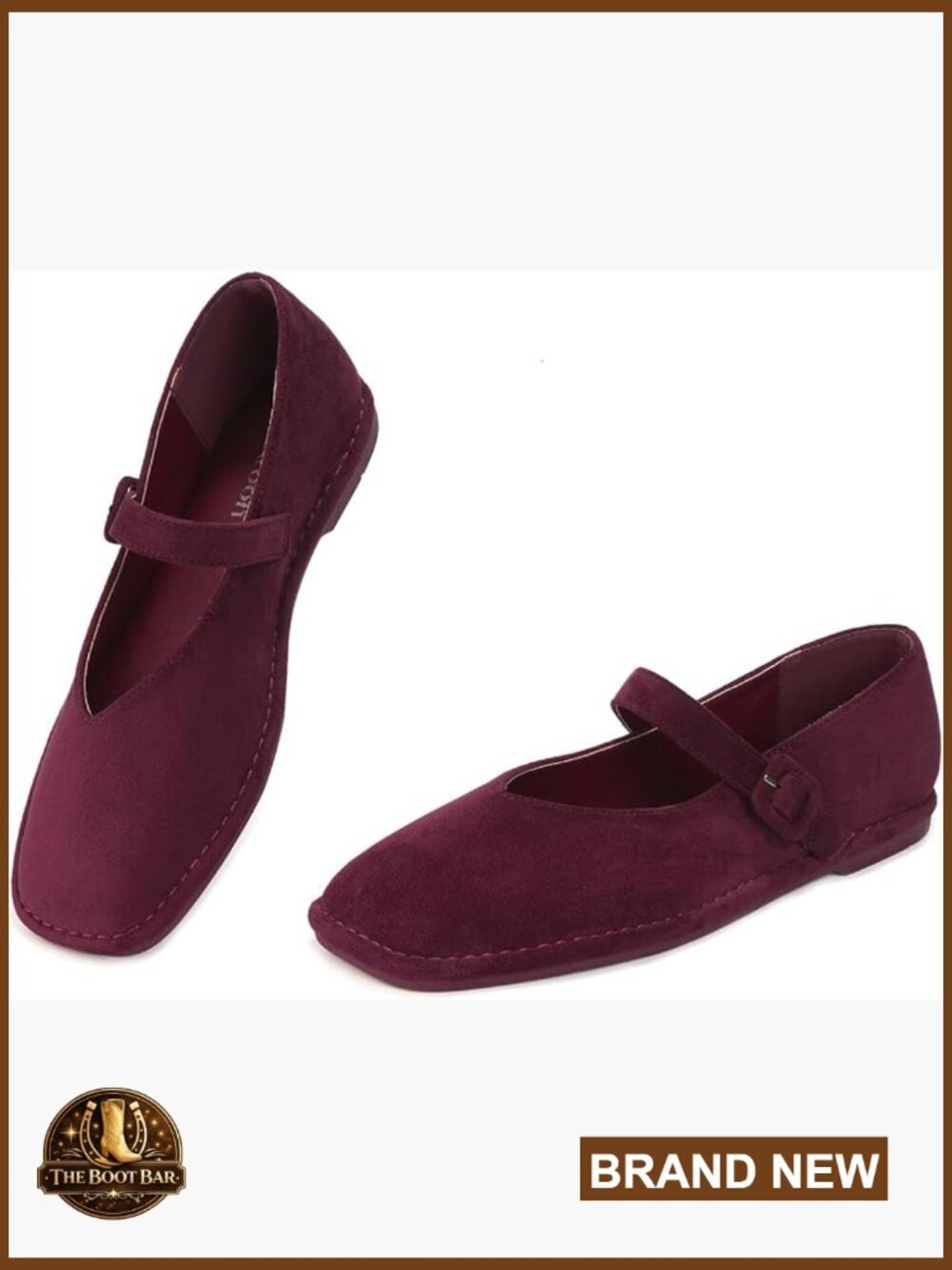 Women's Mary Jane Flats, Square Toe Ballet Shoes with Adjustable Strap,